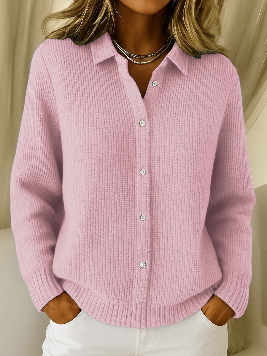 Desiree - Chic Shirt Collar Cardigan with Long Sleeves