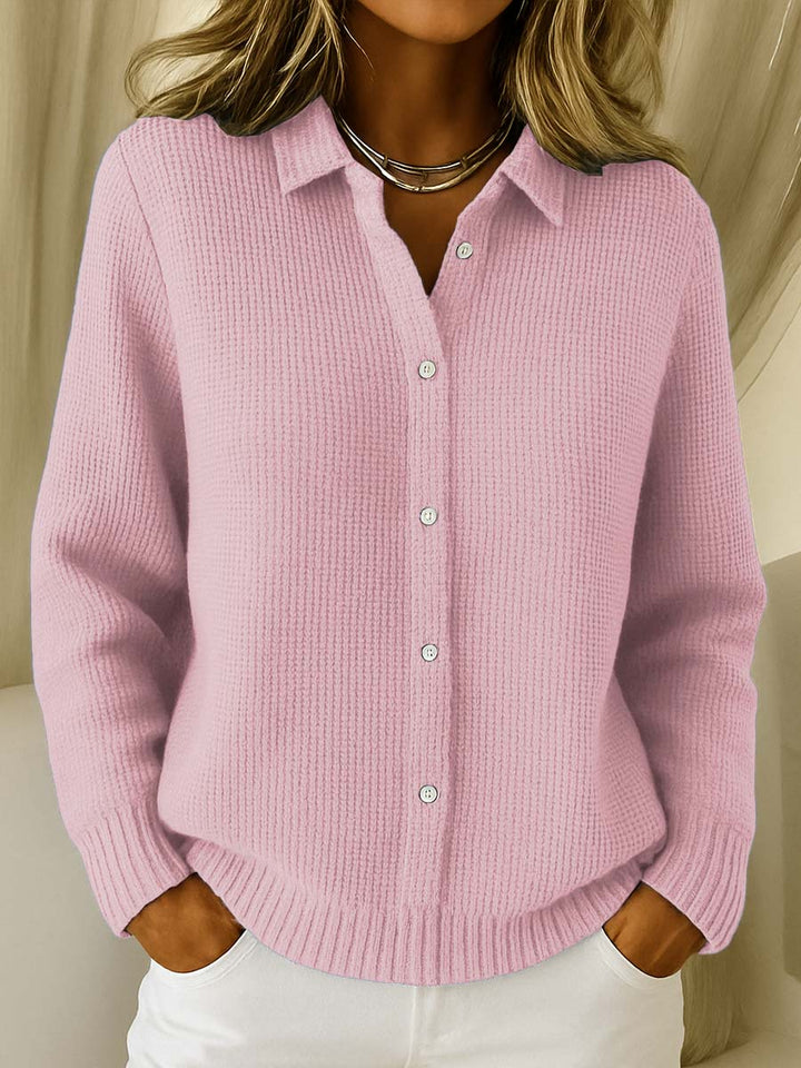 Desiree - Chic Shirt Collar Cardigan with Long Sleeves