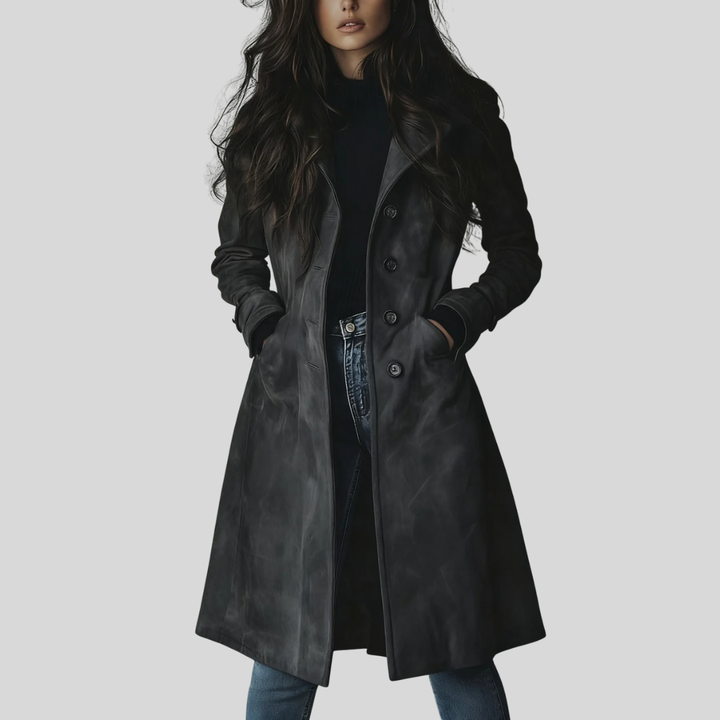 Teresa™ | Vintage-style Suede Trench Coat