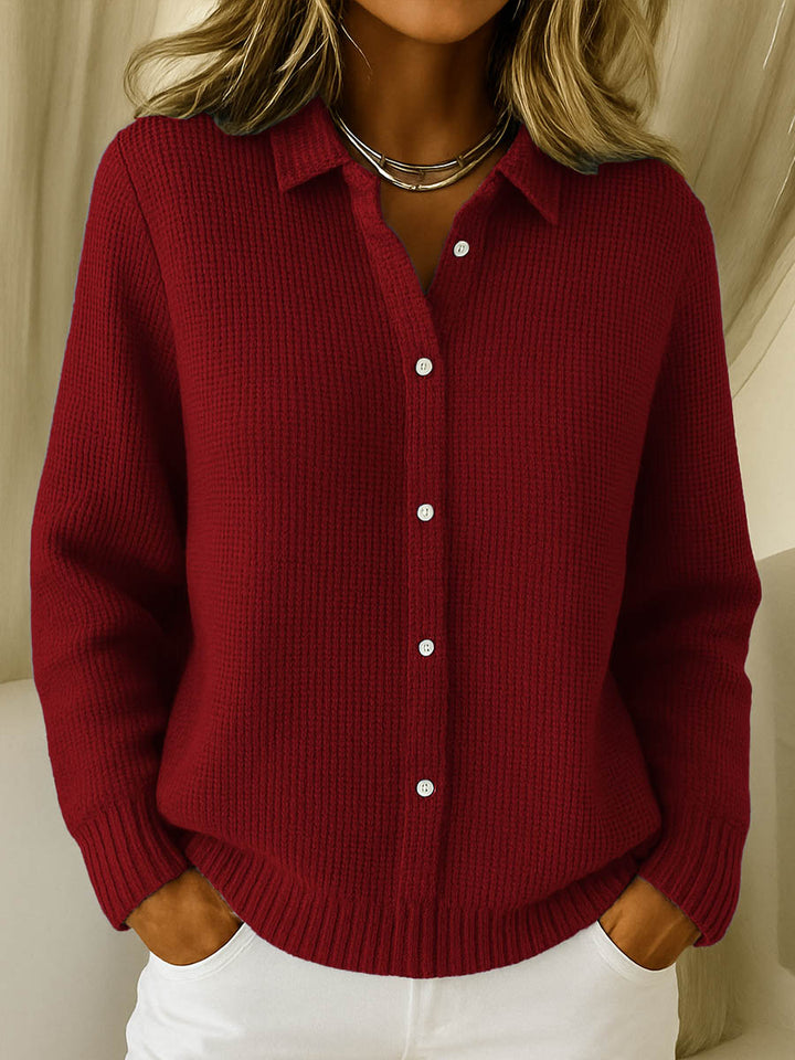 Desiree - Chic Shirt Collar Cardigan with Long Sleeves