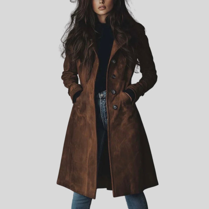 Teresa™ | Vintage-style Suede Trench Coat