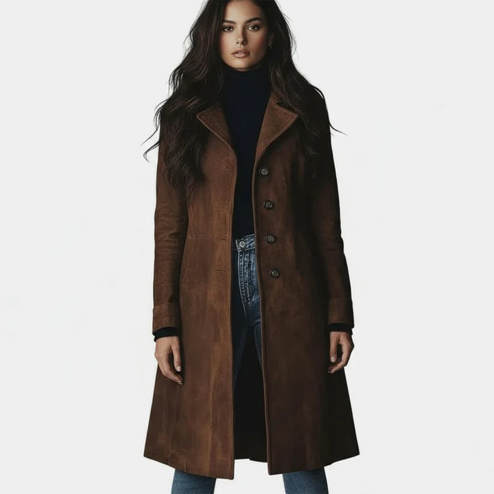 Teresa™ | Vintage-style Suede Trench Coat