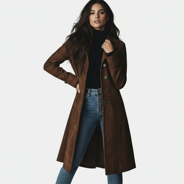 Teresa™ | Vintage-style Suede Trench Coat