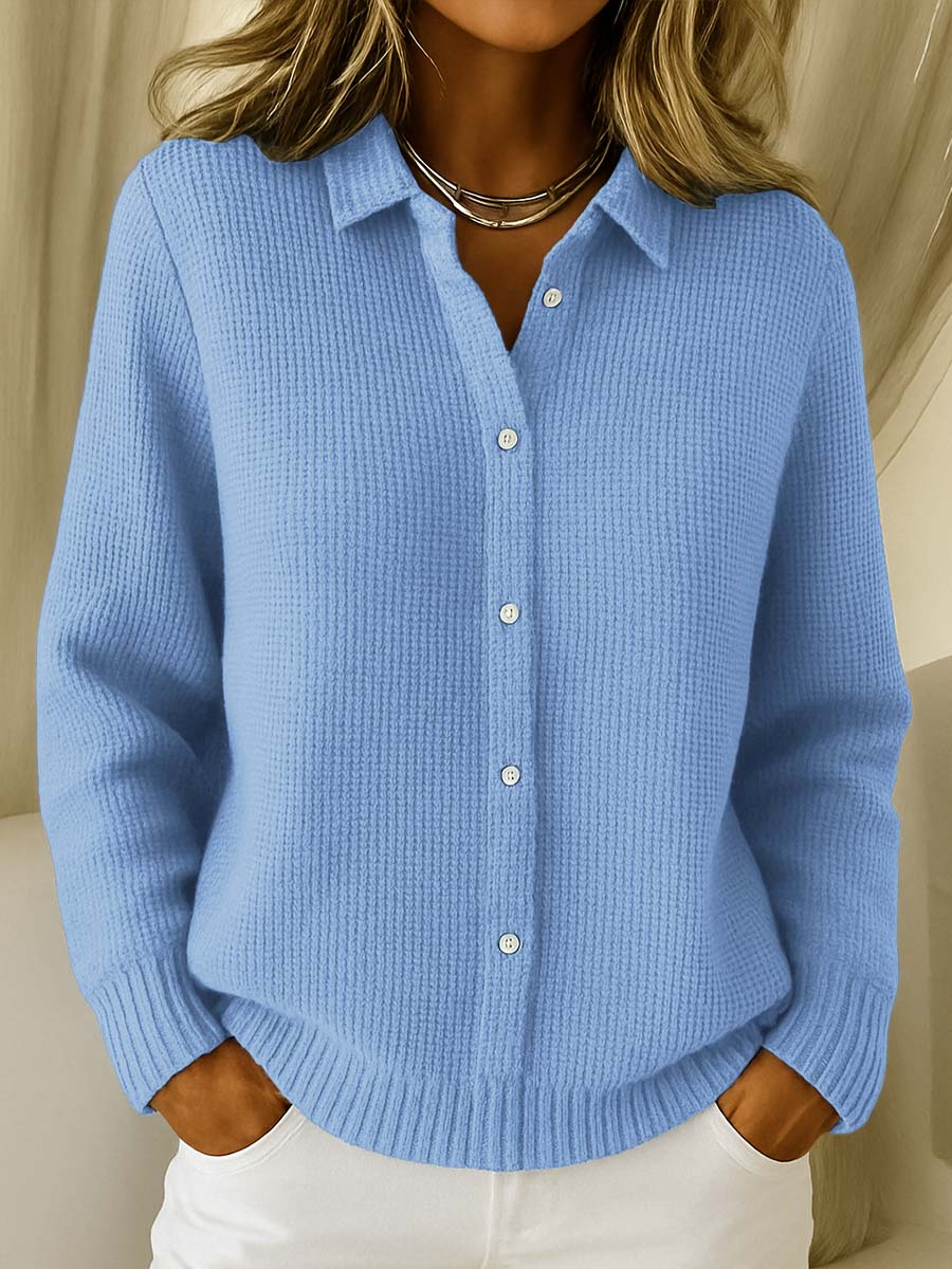 Desiree - Chic Shirt Collar Cardigan with Long Sleeves