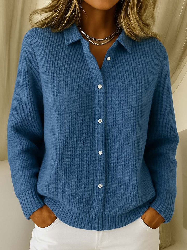 Desiree - Chic Shirt Collar Cardigan with Long Sleeves