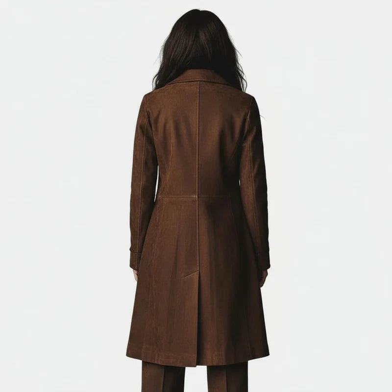 Teresa™ | Vintage-style Suede Trench Coat