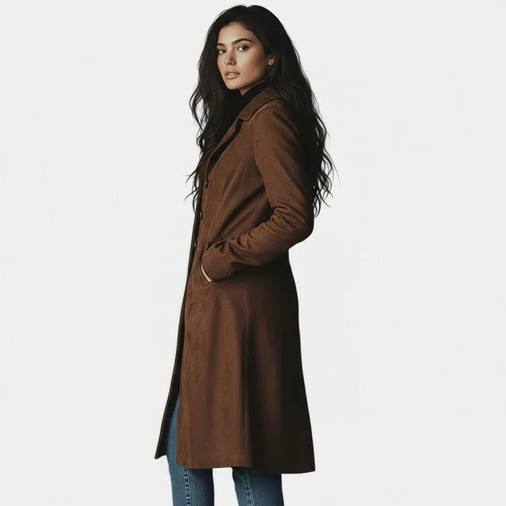 Teresa™ | Vintage-style Suede Trench Coat